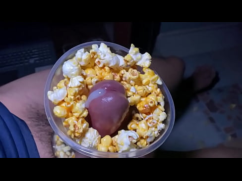 Jerk off with popcorn.