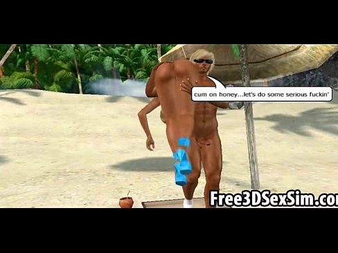 Two sexy 3D cartoon babes getting fucked on the beach