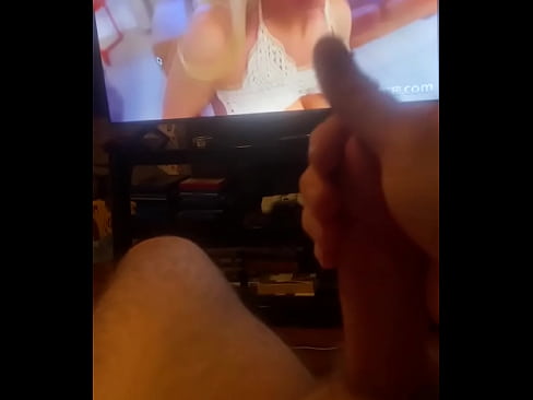 Jacking my big dick off while watching porn video 82