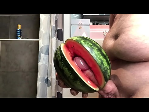 Fucking a watermelon with an inside view