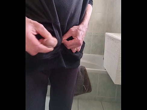 I take out my penis through my sweatshirt and precum and cum