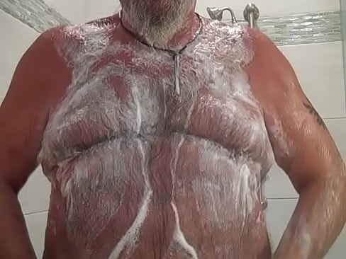 Naked Bear man in the shower