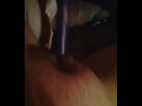 Fucking my tight little pussy with a brush