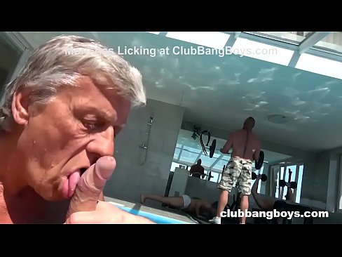 Senior Citizen takes a Hot Load by the pool