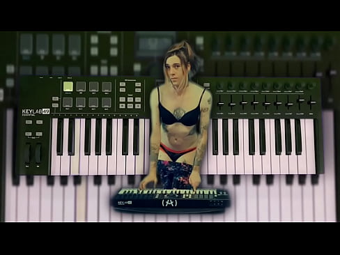 Sexy Girl making music in Hot Lingerie