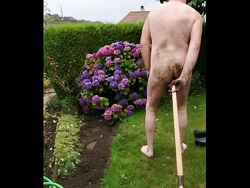 The slut is gardening