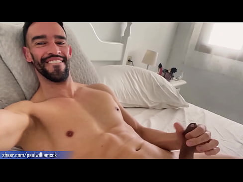 Hot guy wakes up and masturbates massive cock