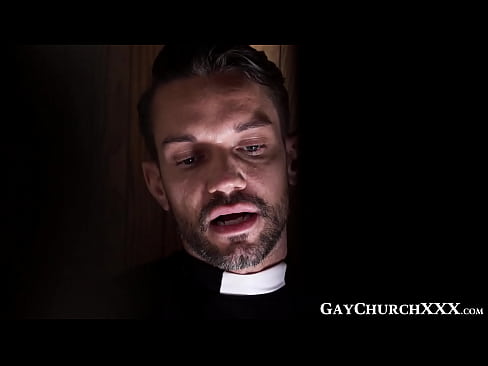 Religious twink came for confession that soon turned into glory hole cock sucking before riding priests big dick hardcore.