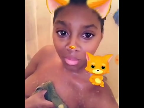Ebony teen showering