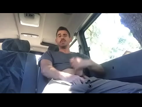 hot guy jerk off in the back of his car