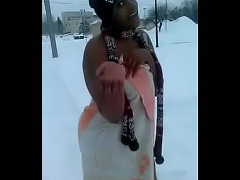 Chick Get's Naked Just To Do The Snow Challenge. SMH