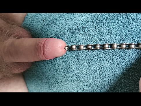 Pulling out bicycle chain in my dick feeling good