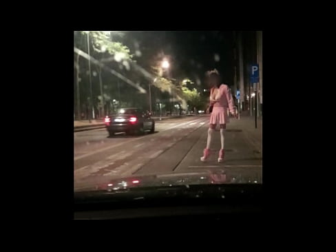 larissa1sexdoll. Shemale streetwork. Hot pink outfit.