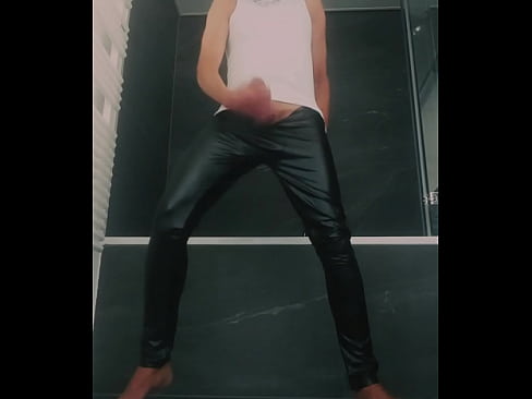 Masturbation skinny pants leather