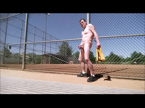 Outdoor Wank After Strutting Around in Yellow Mesh Shorts 5-17