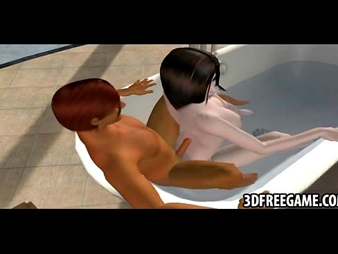 Some sexy interracial 3D fucking in a bathtub