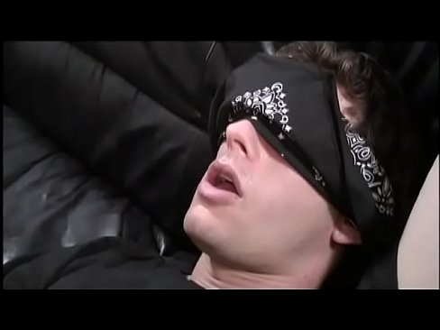 Horny black gay Kamrun with big dick fills up the tight asshole on his white boy flower in a blindfold
