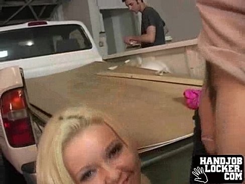 Blonde slut handjob