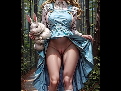 Alice in wonderland shows pussy in the forest