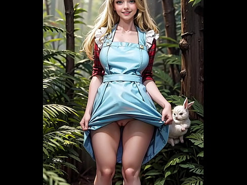 Alice in wonderland shows pussy in the forest