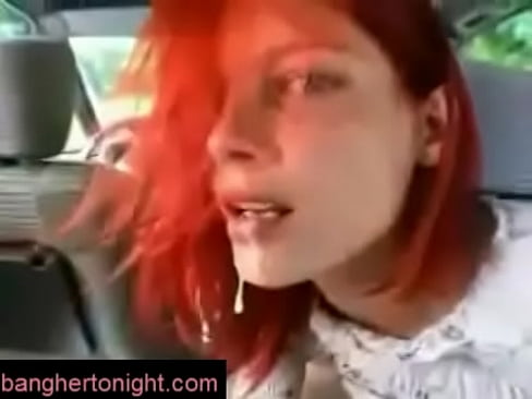 Red Head Takes Load Of Cum In Car
