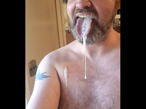 Showing My Girl All the Cum on My Tongue