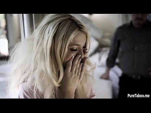 Pretty blonde punished by an angry stepdad