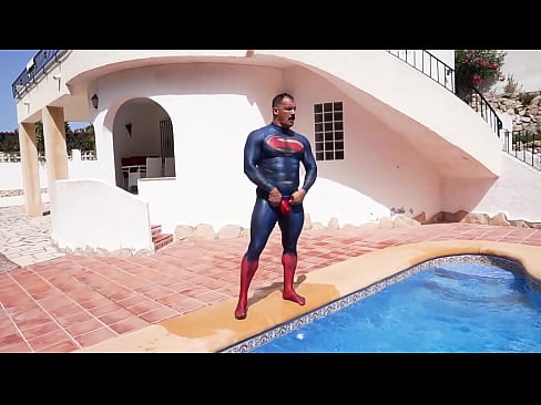 Superman soaks his lycra suit in the pool