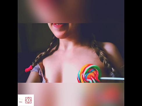 Little hot student licking a lollipop but wondering your cock