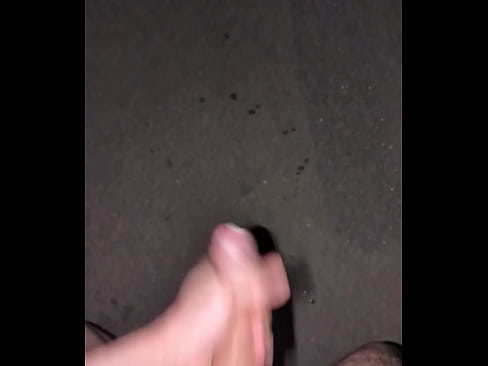 naked twink shooting a huge cum load in public in the middle of the street