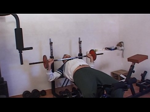 Young slut in the gym sucks the cock of a mature customer
