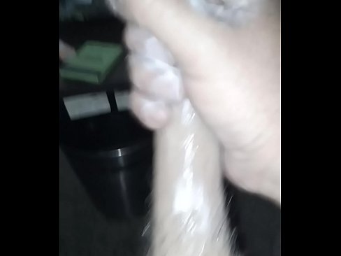 Stroking my cock with lotion