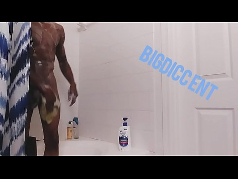 Young Menace in shower jacking big black cock