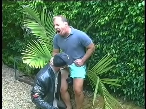 Nice dude gives his cock to policeman in garden