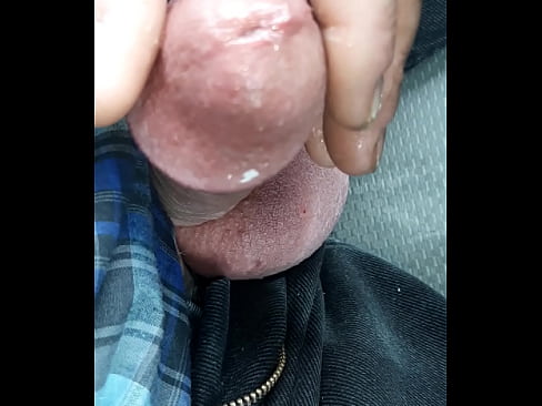 Rubbing dick head with precum