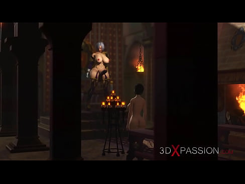 A sexy busty hottie gets fucked hard by 3d futanari in the medieval throne chamber