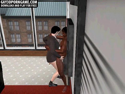 Horny 3D ebony hunk wraps his lips around a cock