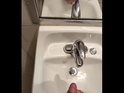 Cum into public bathroom sink