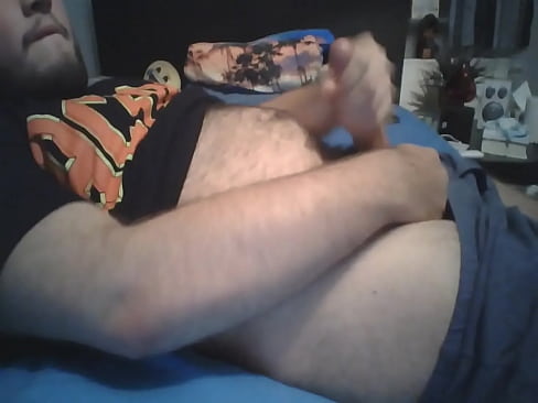 Hairy bear cums on his hairy belly (cumshot)