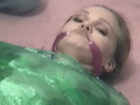 Blonde Katya bitch gets cling film wrapped all over her sexy body