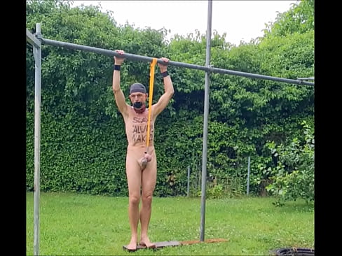 homemade hardcore slave gay slut fag presented in penis cage from asian master outside as public fuck and sextoy for friends and guests