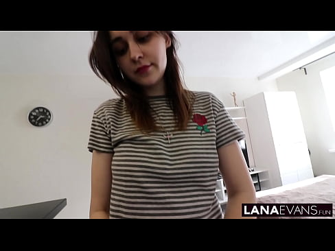 Girl in striped shirt confedantely gets his dick and suck it dry