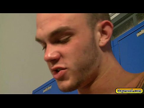 Gay locker room blowjob and anal fuck