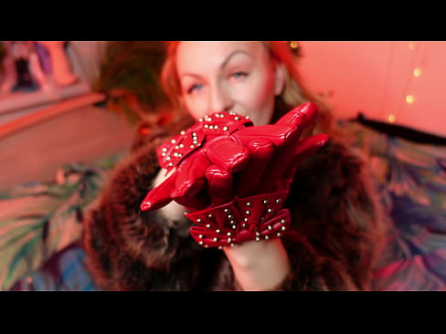 ASMR video with leather short gloves sounds and amazing fur