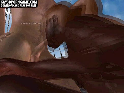 Sexy 3D ebony shemale honey sucking on two cocks