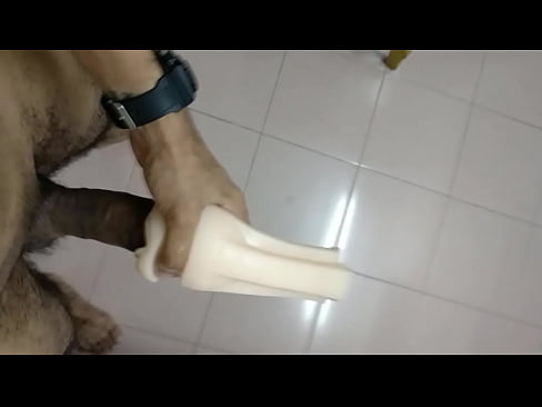 Thick cock masturbation with flesh light and cumshot over 2 feet
