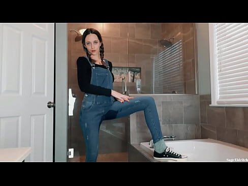 Wednesday Addams Wetting Blue Jean Overalls & Panties