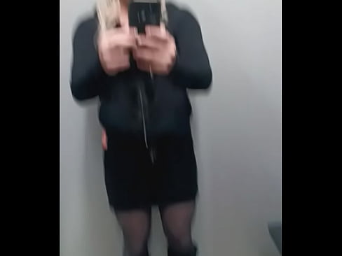 Public Tranny dressing room tight skirt and nylons