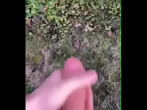 big cock cums outdoors