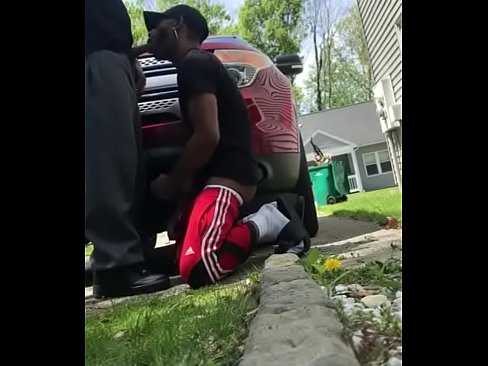 two black guys jerk and suck outdoors in the day